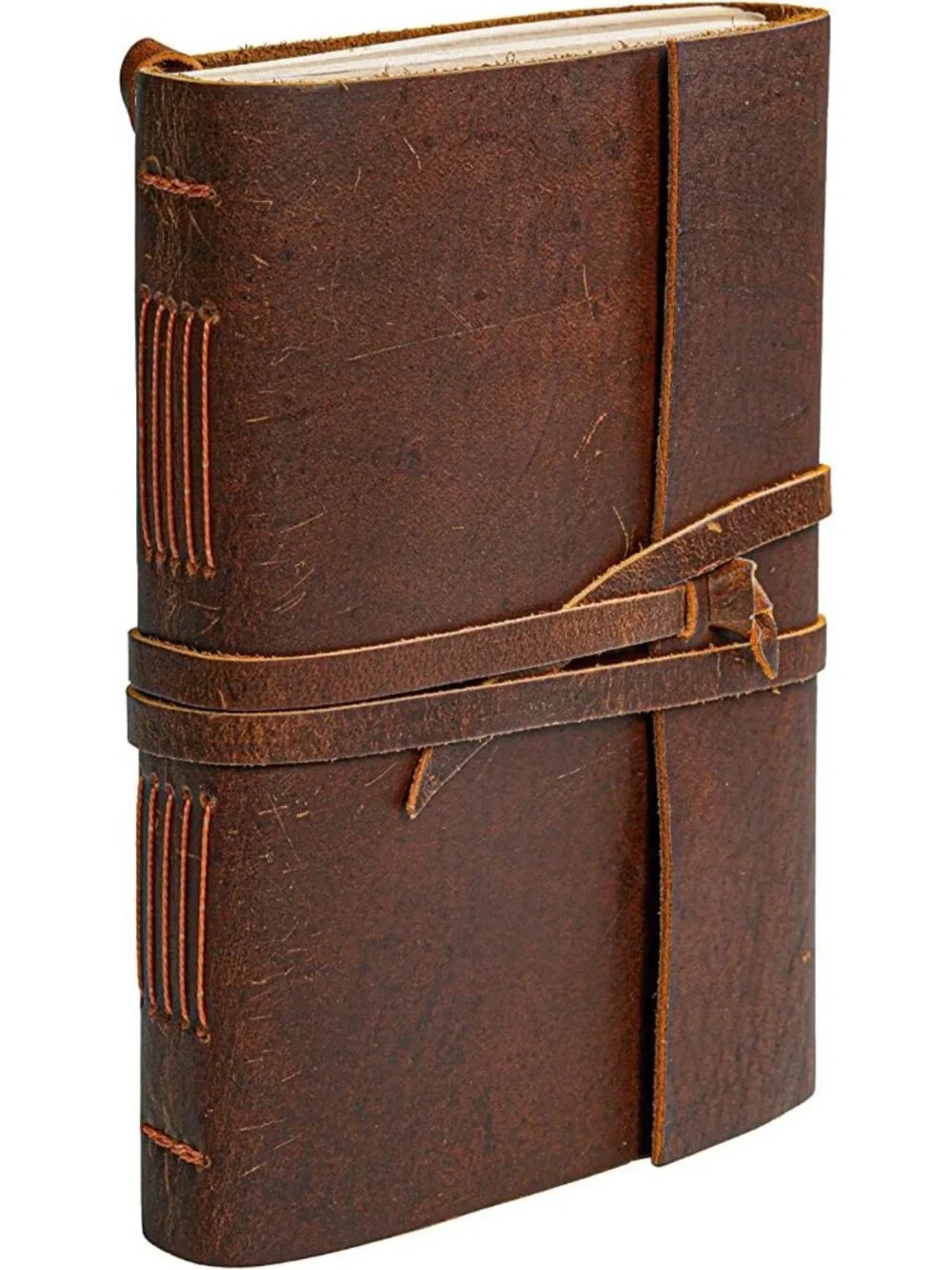 Rustic Leather Journal Notebook - Vintage Handmade Diary with 300 Unlined Pages